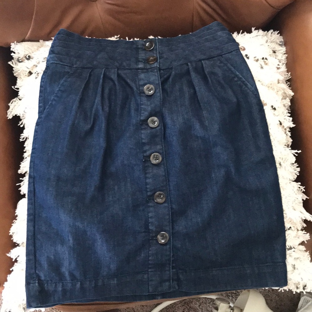 Anthropologie denim high waisted button up skirt